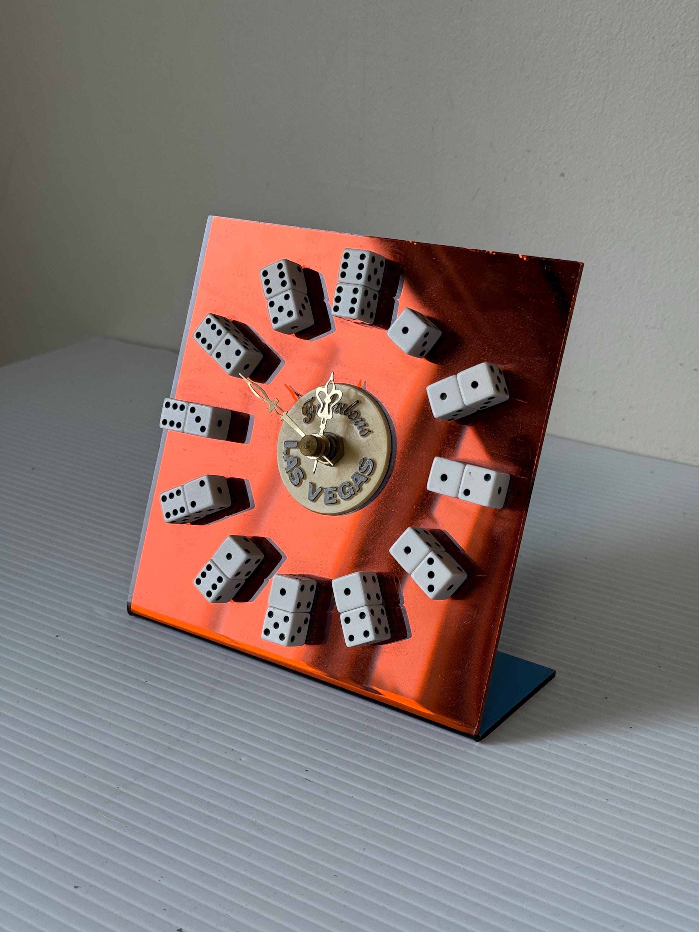 Vintage Las Vegas Dice Clock, Retro Casino Wall Decor, Lucky