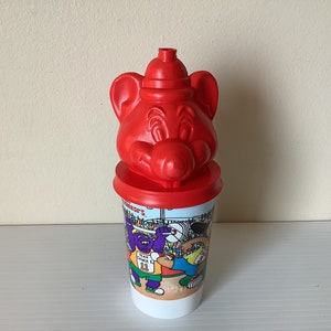 Vintage Chuck E. Cheese Plastic Cup With Head Lid From 1993