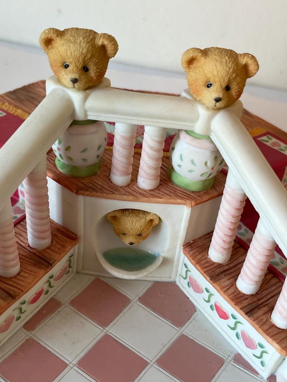 Cherished Teddies Figurine, Valentine Stairs Display, Enesco