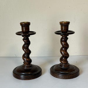 Antique Barley Twist Candlesticks, Vintage Candle Holders, Home Decor, Dining Table Decor, Collectible Gifts