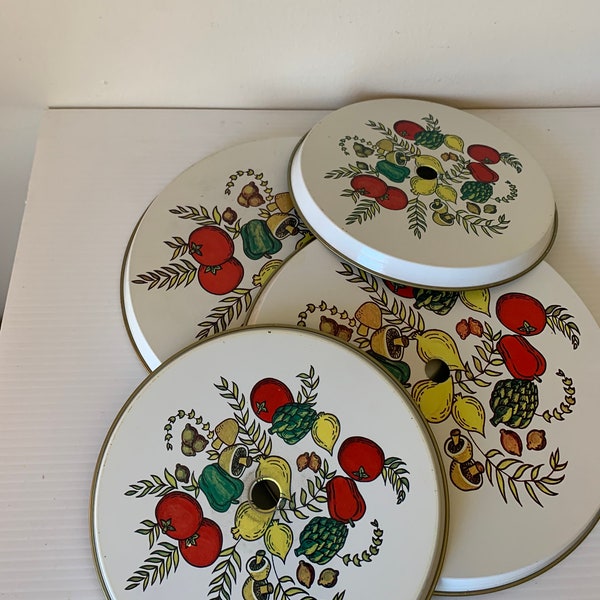 Charming Vintage Vegetable Stove Burner Covers - Set of 4: Tomato, Mushroom,Pepper  Perfect for Cottagecore and Grandmacore Kitchen Decor.