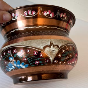 Turkish Design Pedestal Bowl, Copper Planter, Vintage Decor Piece, Copper Vase, Home Accent, Antique Inspired Gift