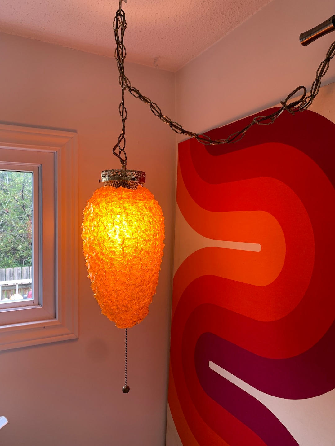 70s Hanging Swag Lamp