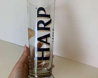 Vintage Harp Lager Beer Glass, Guinness Barware, 22oz