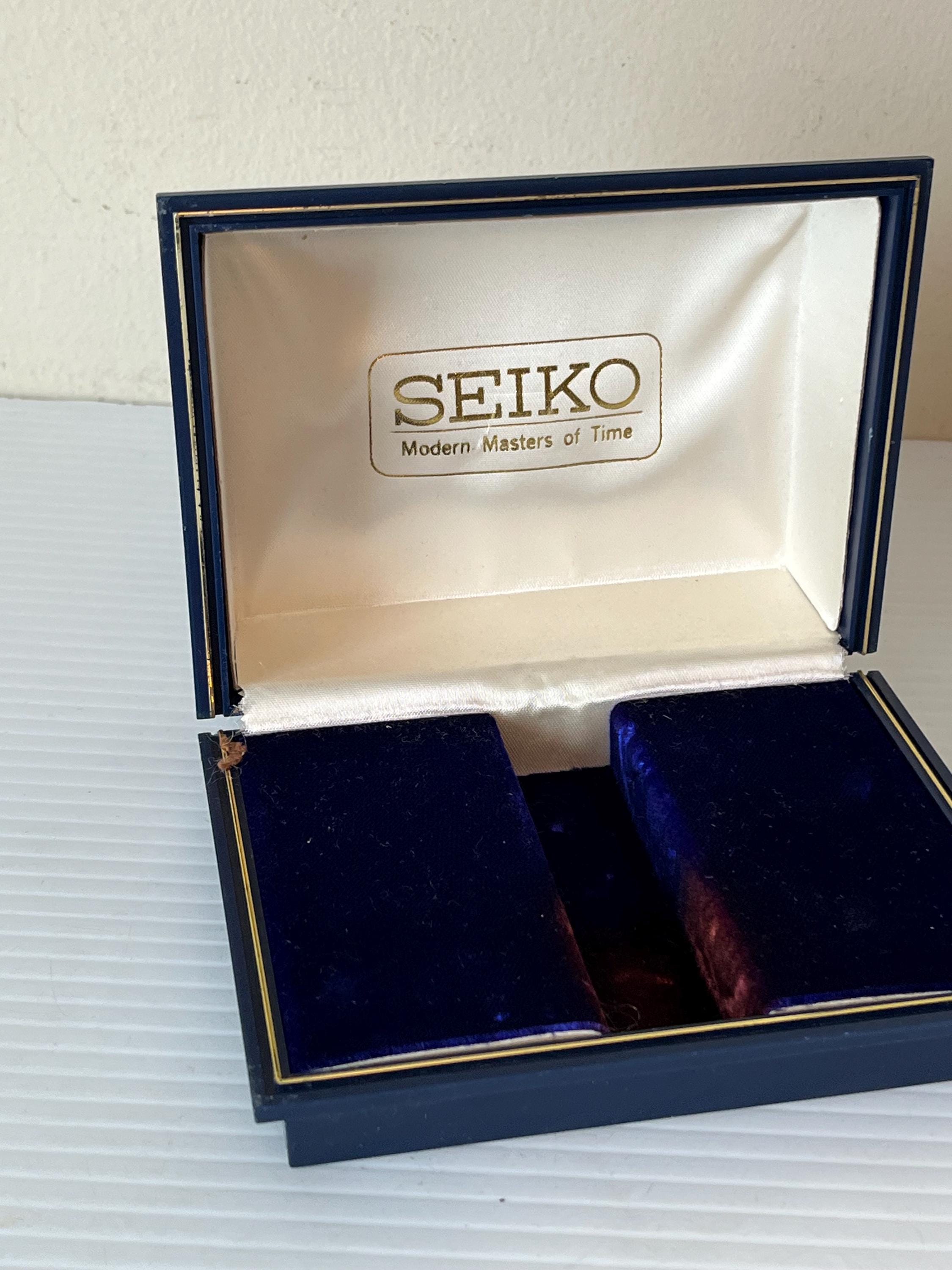 Vintage Seiko Watch Box, Blue Hinged Plastic, Collector's Display