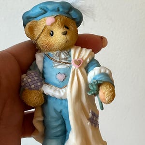 Vintage Cherished Teddies Romeo Figurine, Hand-Painted Teddy Bear Figurine, Collectible Gift, Home Decor, Romantic