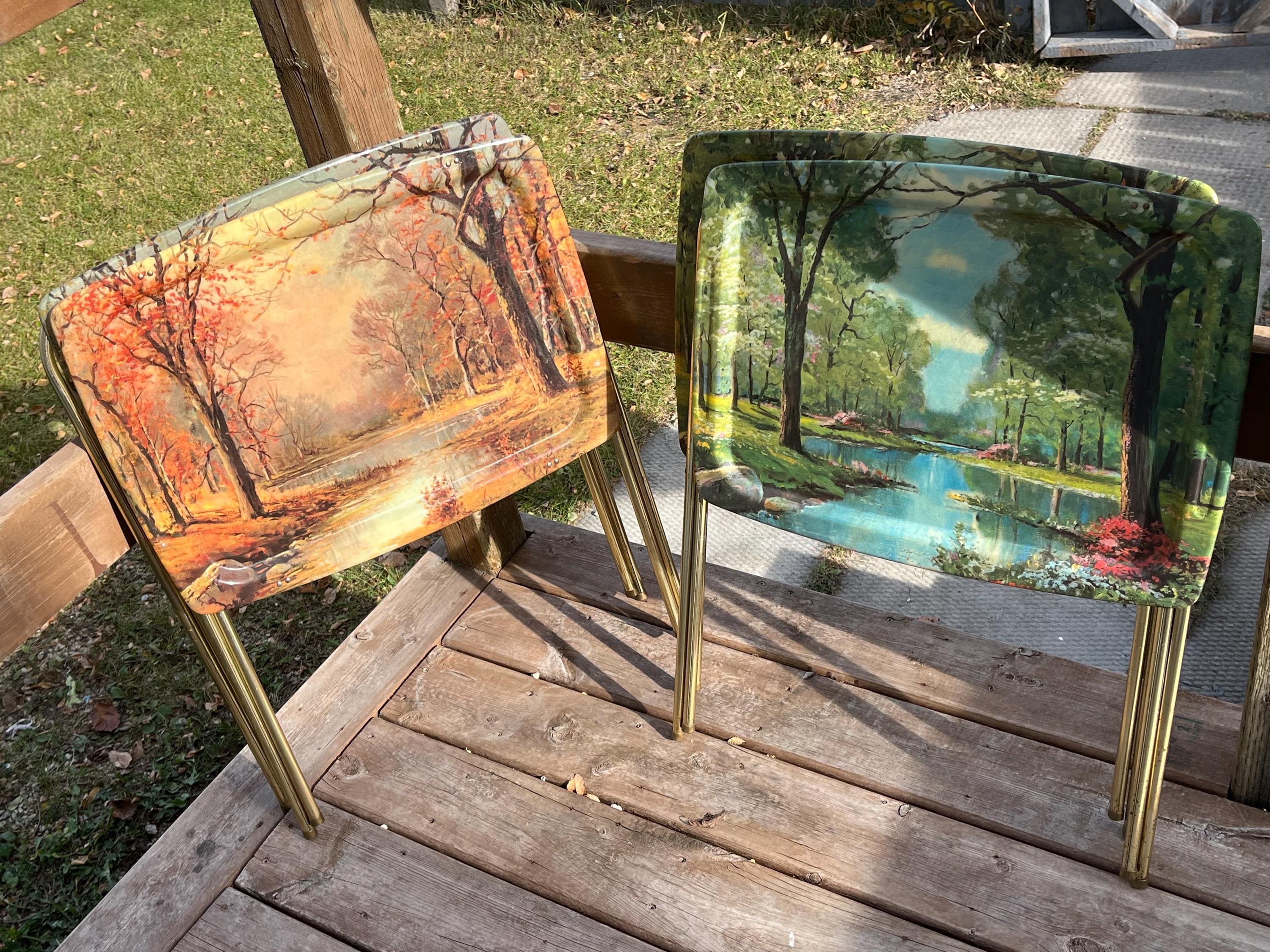 Vintage TV Tray Set Seasons Artwork Robert Woods, Set of Trays, Lap  Tray Set, Home Decor, Retro Kitchen