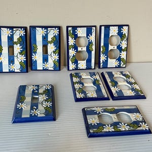 Lot Ceramic Wall Switch Covers, Vintage Plug Plates, Retro Decor, Electrical Outlet Cover, Wall Ornament, Home Accessory