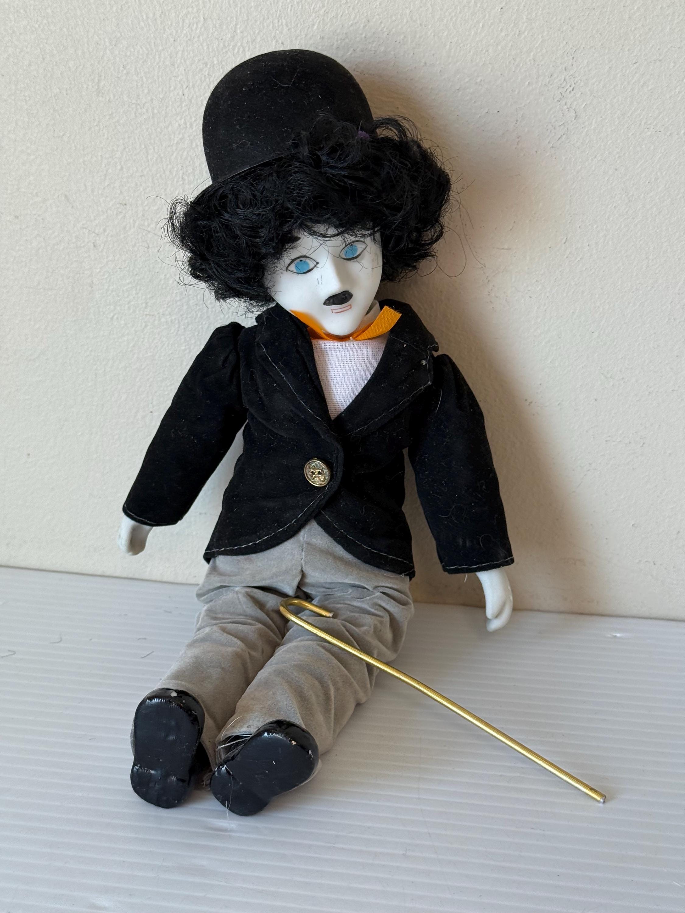 Vintage Charlie Chaplin China Doll, Porcelain Hands, Collectible