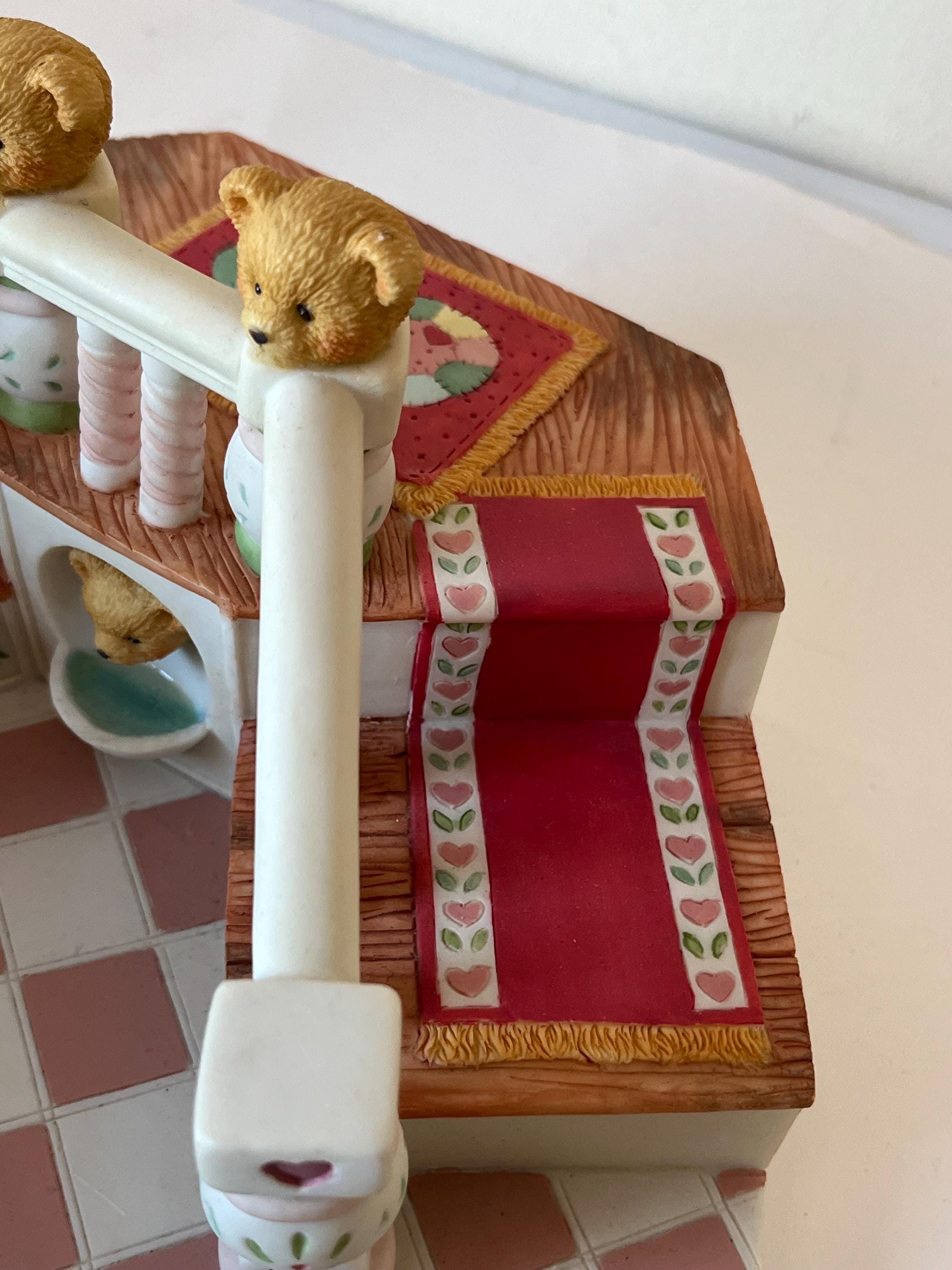 Cherished Teddies Figurine, Valentine Stairs Display, Enesco