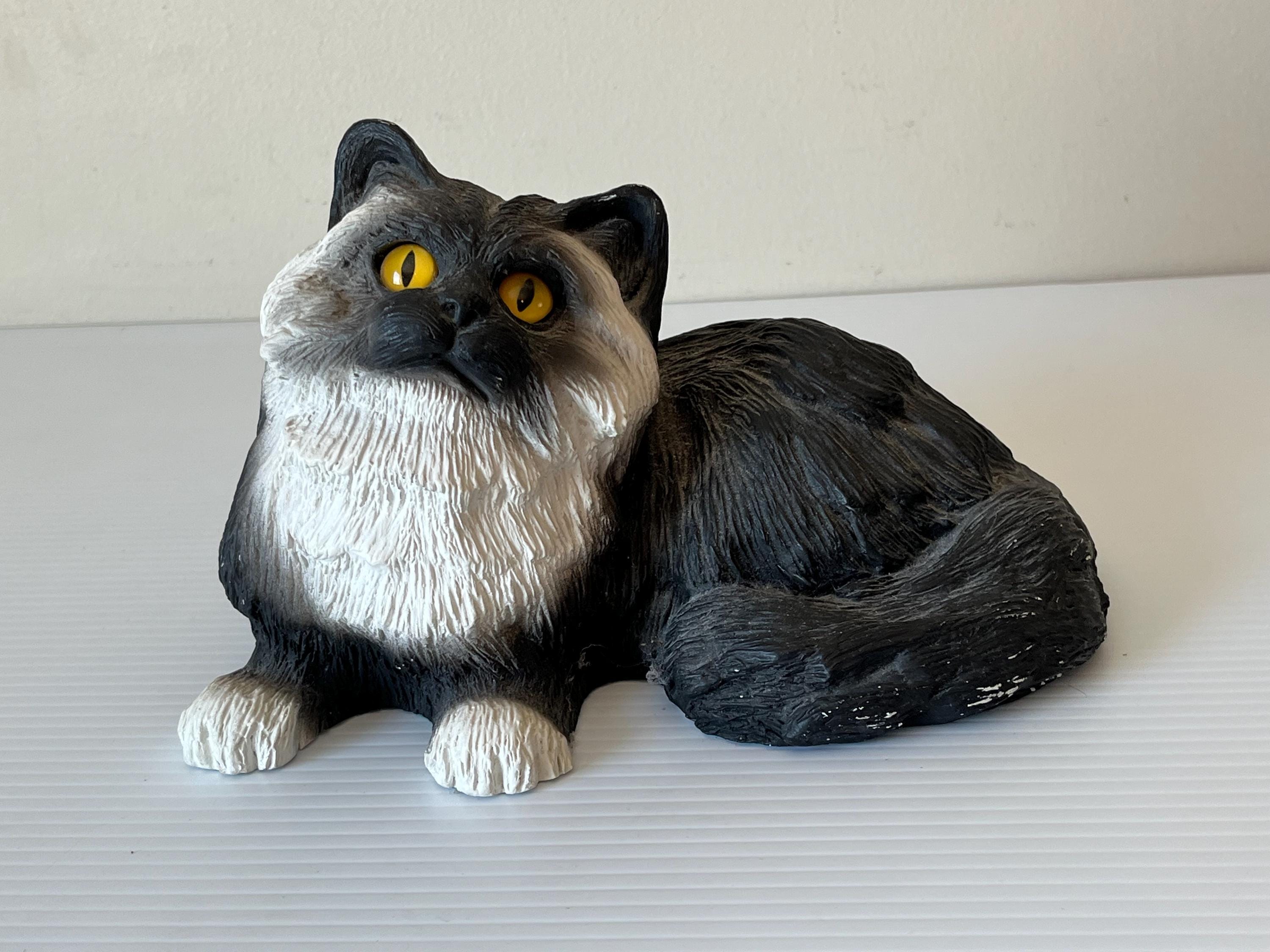 Vintage Sandicast Persian Cat Figurine, Black and White Decor - Etsy