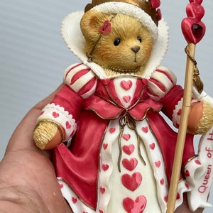 AS IS Enesco Cherished Teddies Priscilla Hillman & Queen Of Hearts Bear Figurine Bear Lover Gift, Collectible ,** shows some damage/breakage