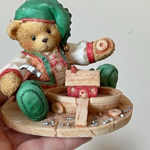 Cherished Teddies Figurine Yule Friendship Decor, Sturdy Friendship Gift, Collectible Figurine, Cute Teddy Bear Gift, Holiday Decor