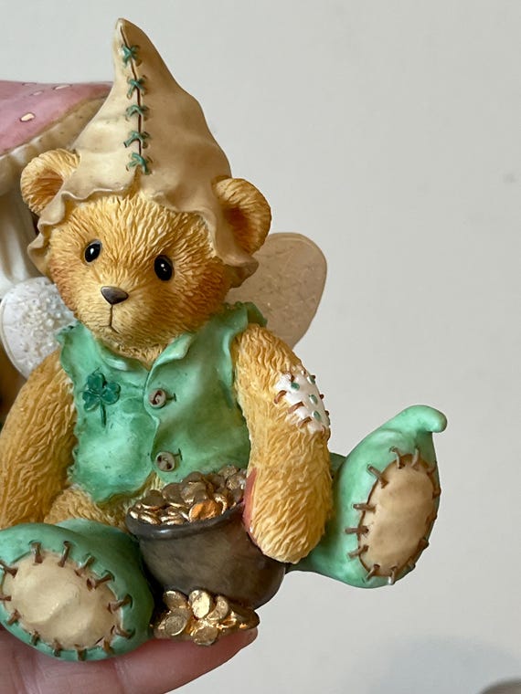 Vintage Cherished Teddies Ryan Figurine 203041, Enesco Green With
