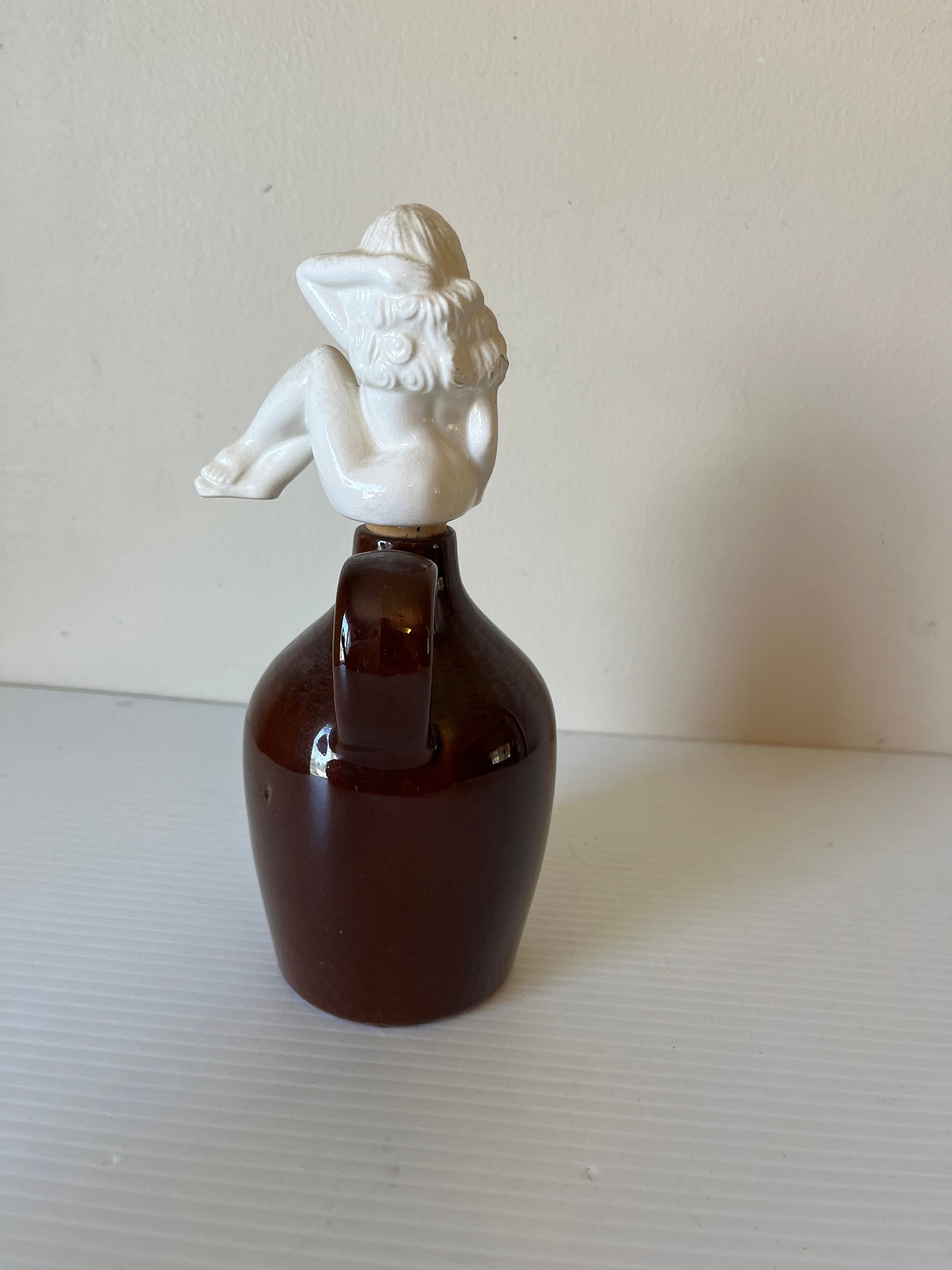 Vintage Brown Jug Liquor Bottle, Nude Woman Cork, 1950s Barware - Etsy