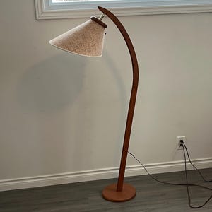 Teak Arc Floor Lamp Vintage, Scandinavian Style Lighting, Retro Floor Lamp, Mid-Century Modern, Home Decor Lamp
