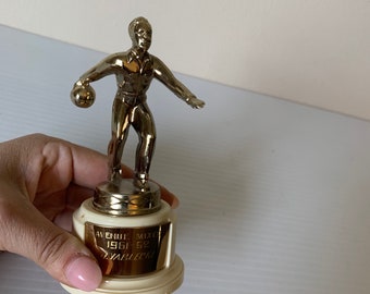Vintage Bowling Award Trophy, Retro Champions Gift, Nostalgia Decor, Mid Century Sports Memorabilia, Kitsch Barware, Bowling League Prize