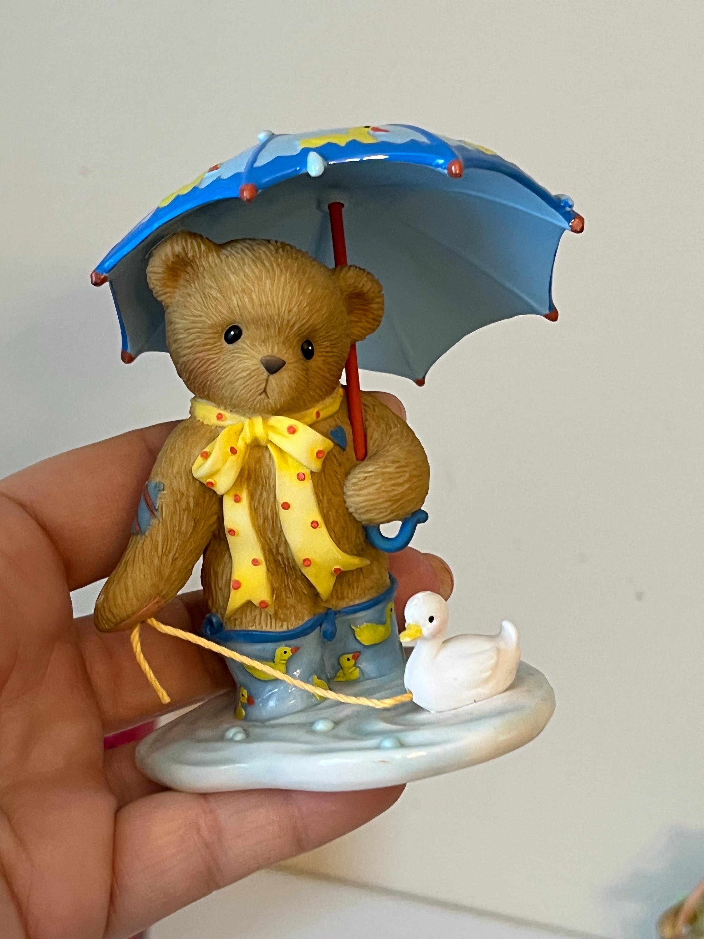 Cherished Teddies Debra Figurine, Rainy Day Teddy Bear, Vintage