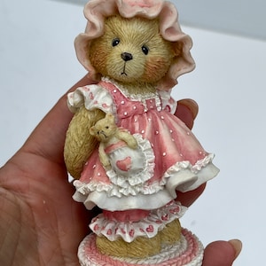 Vintage Enesco Cherished Teddies Figurine &quot;Holding On To Someone Special&quot;, Bear Gift, Nursery Decor, Gift For Teddy Bear Lover