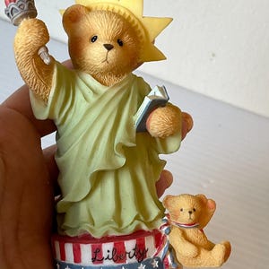 Cherished Teddies Libby My Country Tis of Thee July 4th Liberty Bear Figurine, Patriotic Decor, Collectible Figurine