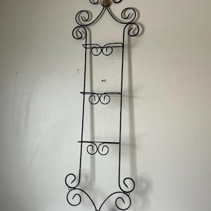 Twisted Wrought Iron Plate Rack, Black Wall Mount, 3 Plate Rack ...