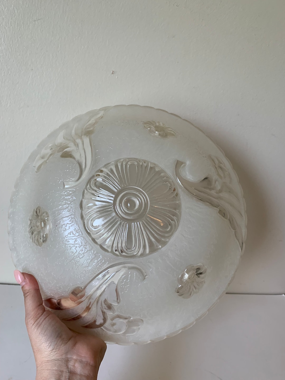 Vintage Pattern Glass Shade for Antique Electric Light, Pressed ...