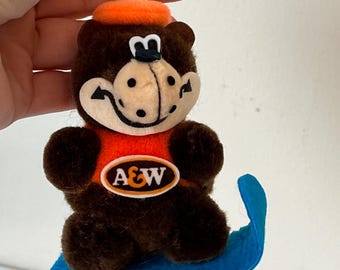 Vintage A&W Bear Plush Christmas Ornament, Fast Food Collectible