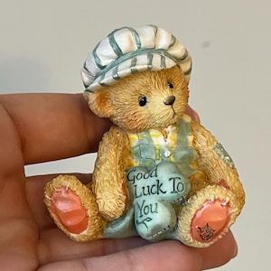 Enesco Kevin Good Luck Bear Figurine, Cherished Teddies Collectible, Boy Bear Figurine, Good Luck Charm