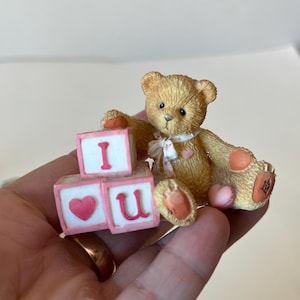 Vintage Enesco Cherished Teddies 1996, I Heart You Figurine, Collector&#39;s Item, Teddy Bear Décor, Gift for Teddy Lovers, Valentines Day