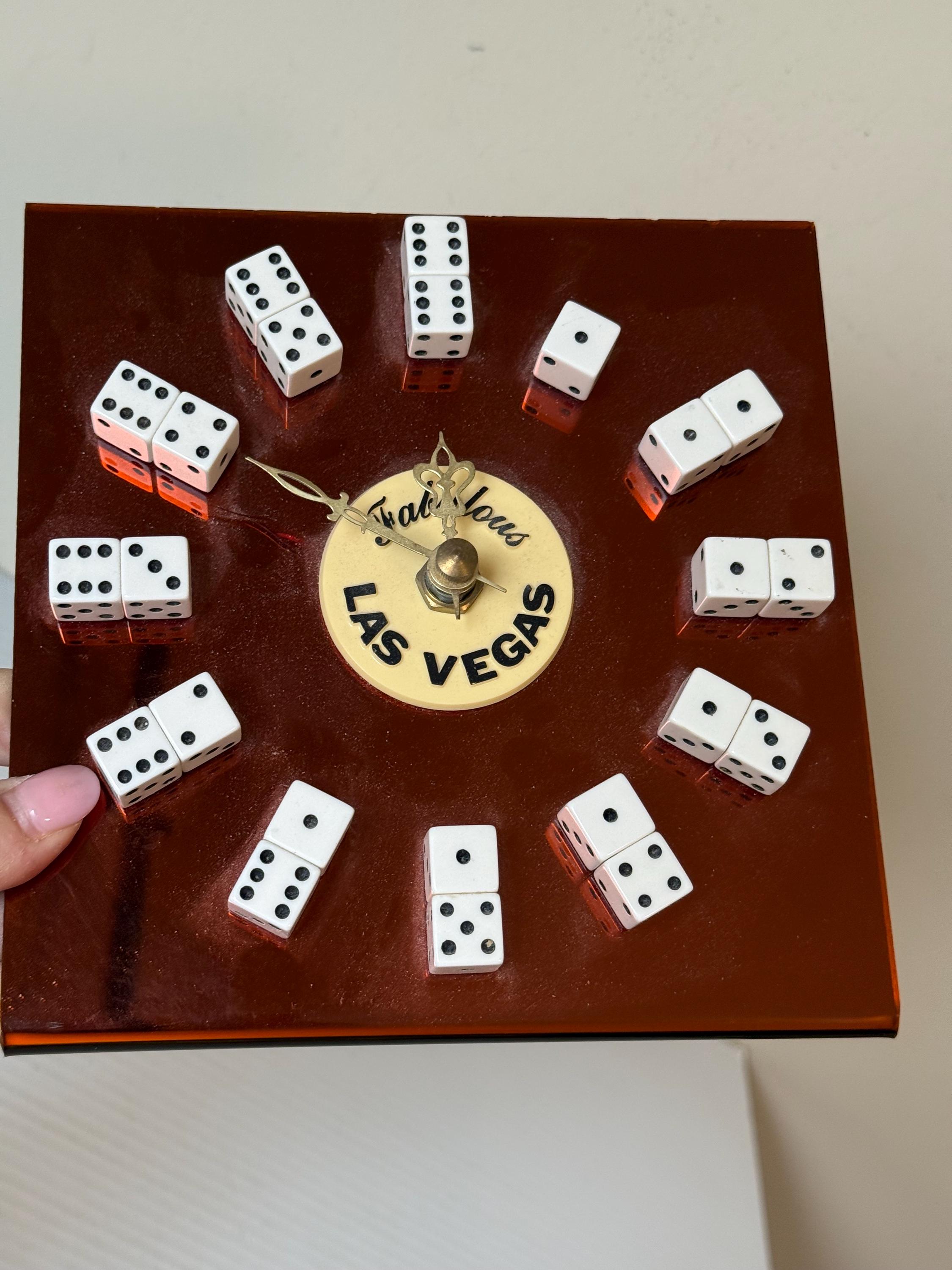 インテリア時計 Rare!90s Reno Casino Dice Tabletop Clock Vintage Las Vegas Dice Clock, Retro Casino Wall Decor, Lucky