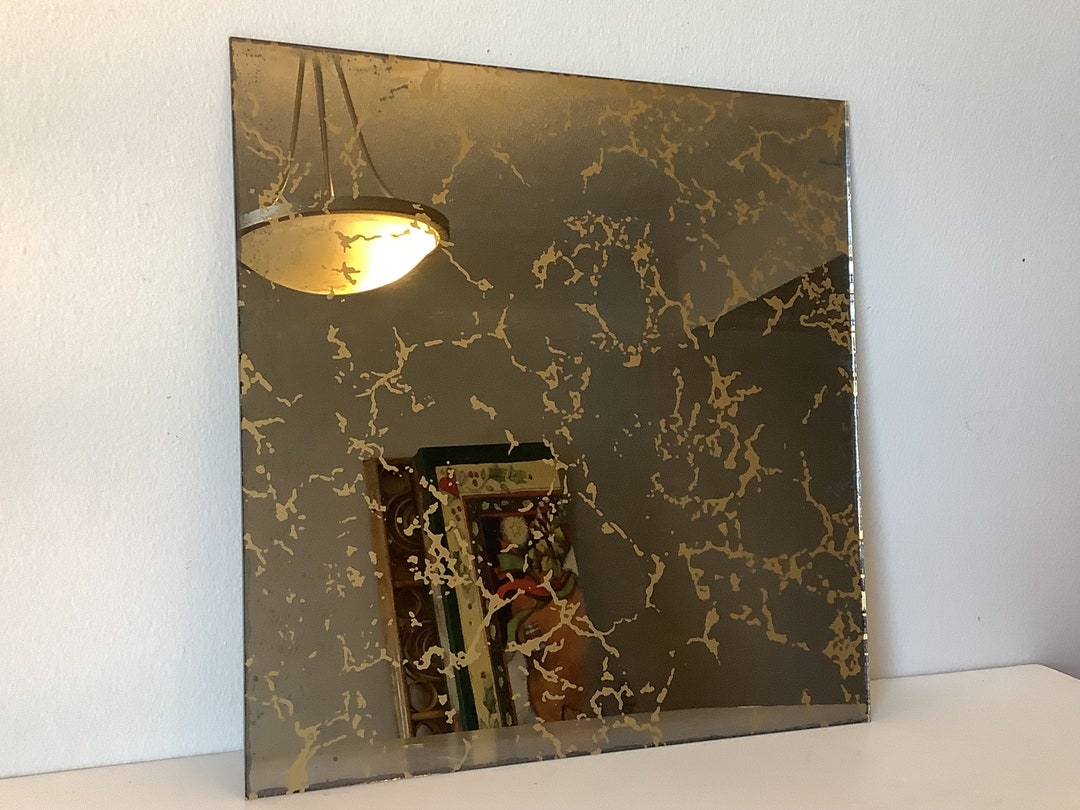 18 Salvage Vintage 70s Mirror Tile 12 X 12 Inches, Gold Vein Mirrors