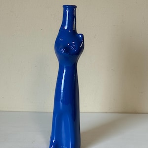 Blue Riesling Cat Wine Bottle Decoration, Cute Cat Lover Gift, Unique Wine Decor, Cat Art Decor, Feline Home Decor ** SCRATCHED