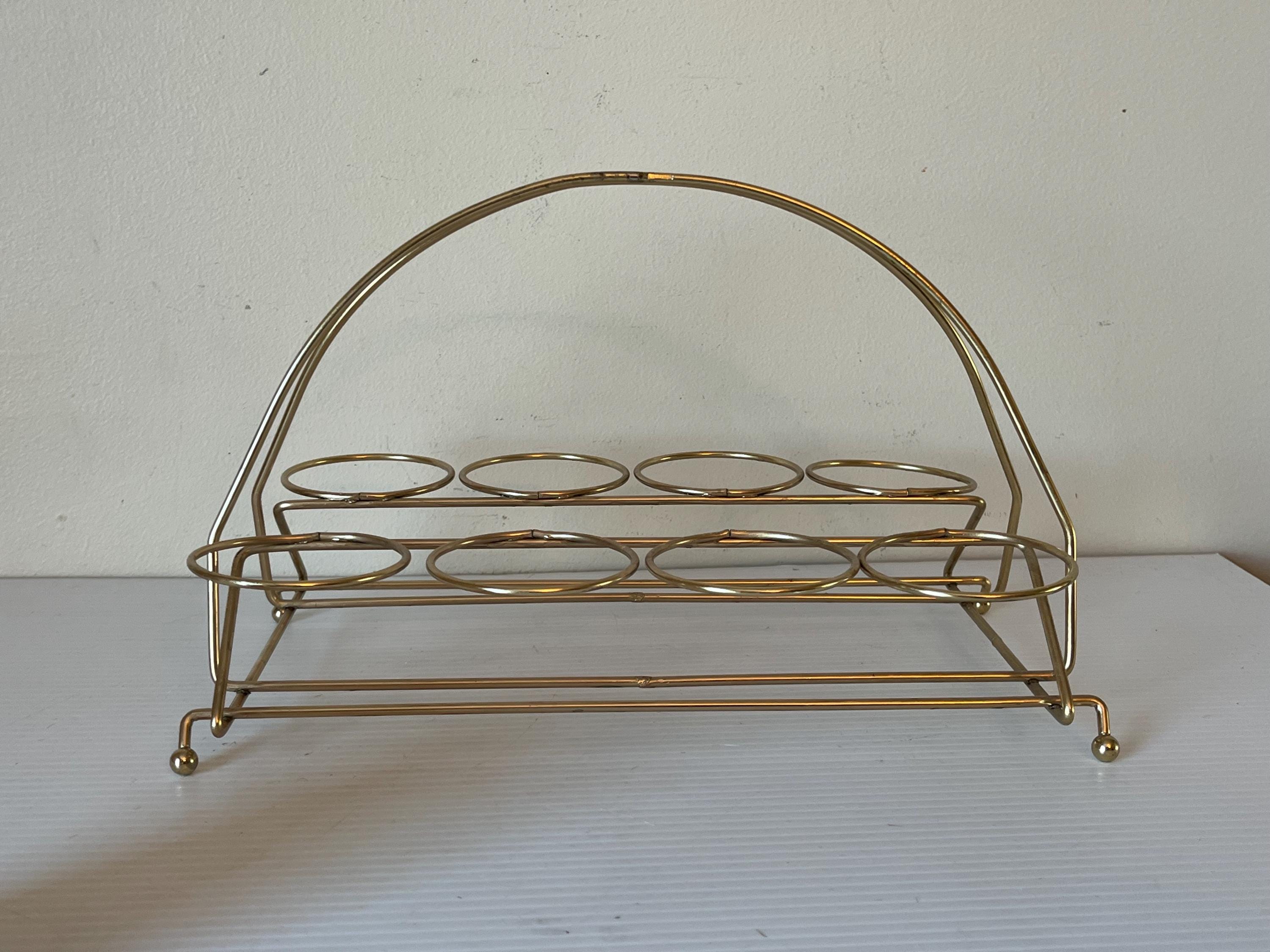 RESERVED SHELLY . 2 items. Vintage Metal Glass Carrier and chip and dip bracket  8 Glass Tumbler Caddy,