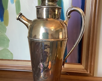 Vintage Silver Plated Cocktail Shaker Pitcher Nickel Silver MCM Martini Shaker