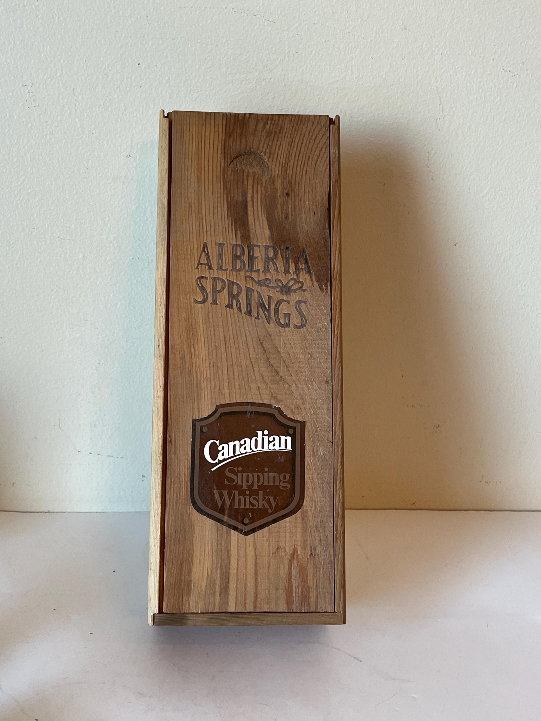 Vintage Alberta Springs Canadian Whiskey Wooden Box, Collectible 