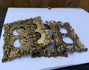 Juego de 4 tapas de enchufes de latón vintage - Placas de pared ornamentadas estilo Hollywood Regency - Decoración de herrajes - Estilo floral victoriano S