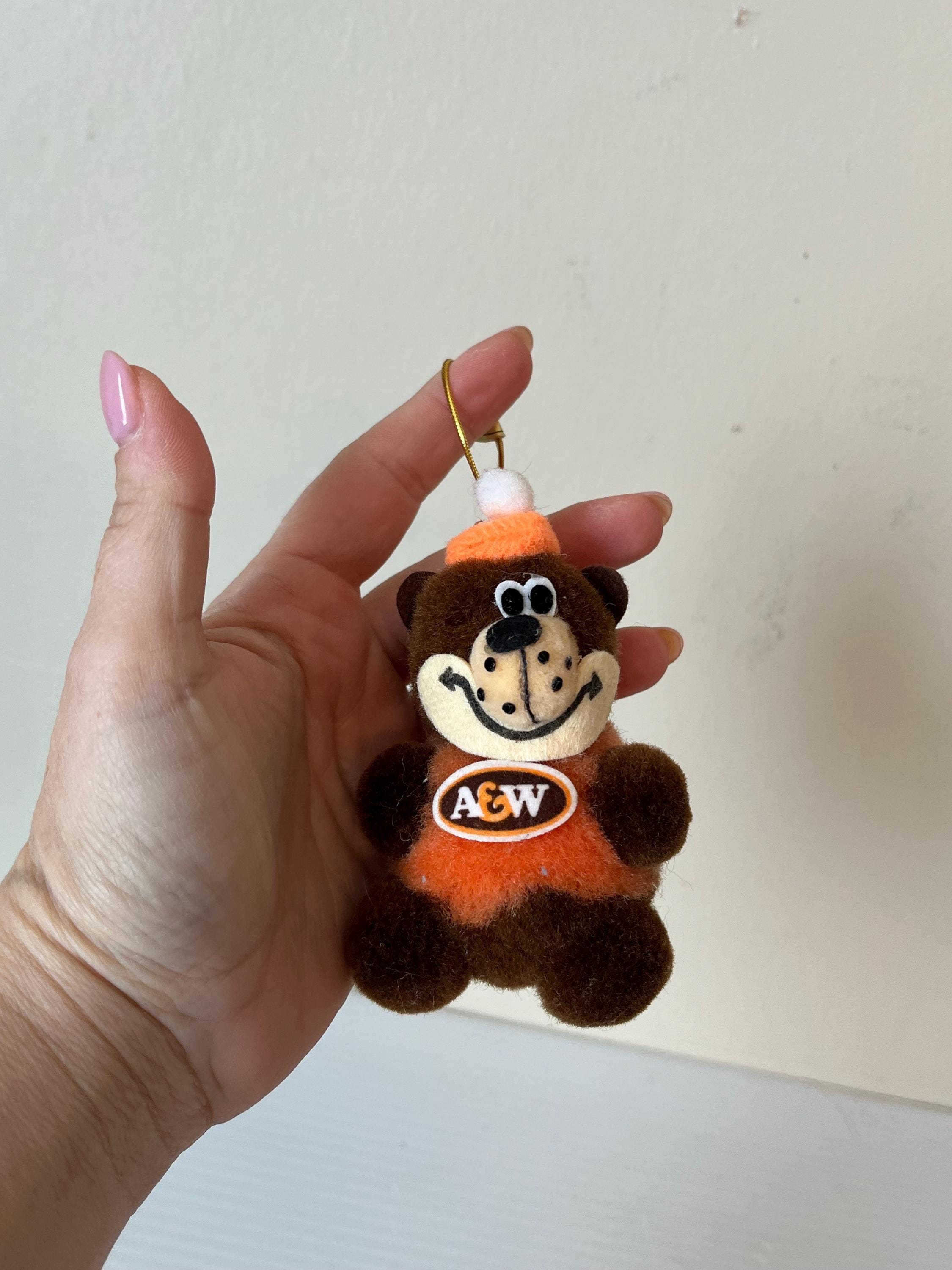 Vintage A&W Bear Plush Figure Christmas Ornament, Fast Food