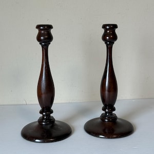 Antique Tall Wood Candlesticks, Vintage Candle Holders, Home Decor, Dining Table Decor, Collectible Gifts