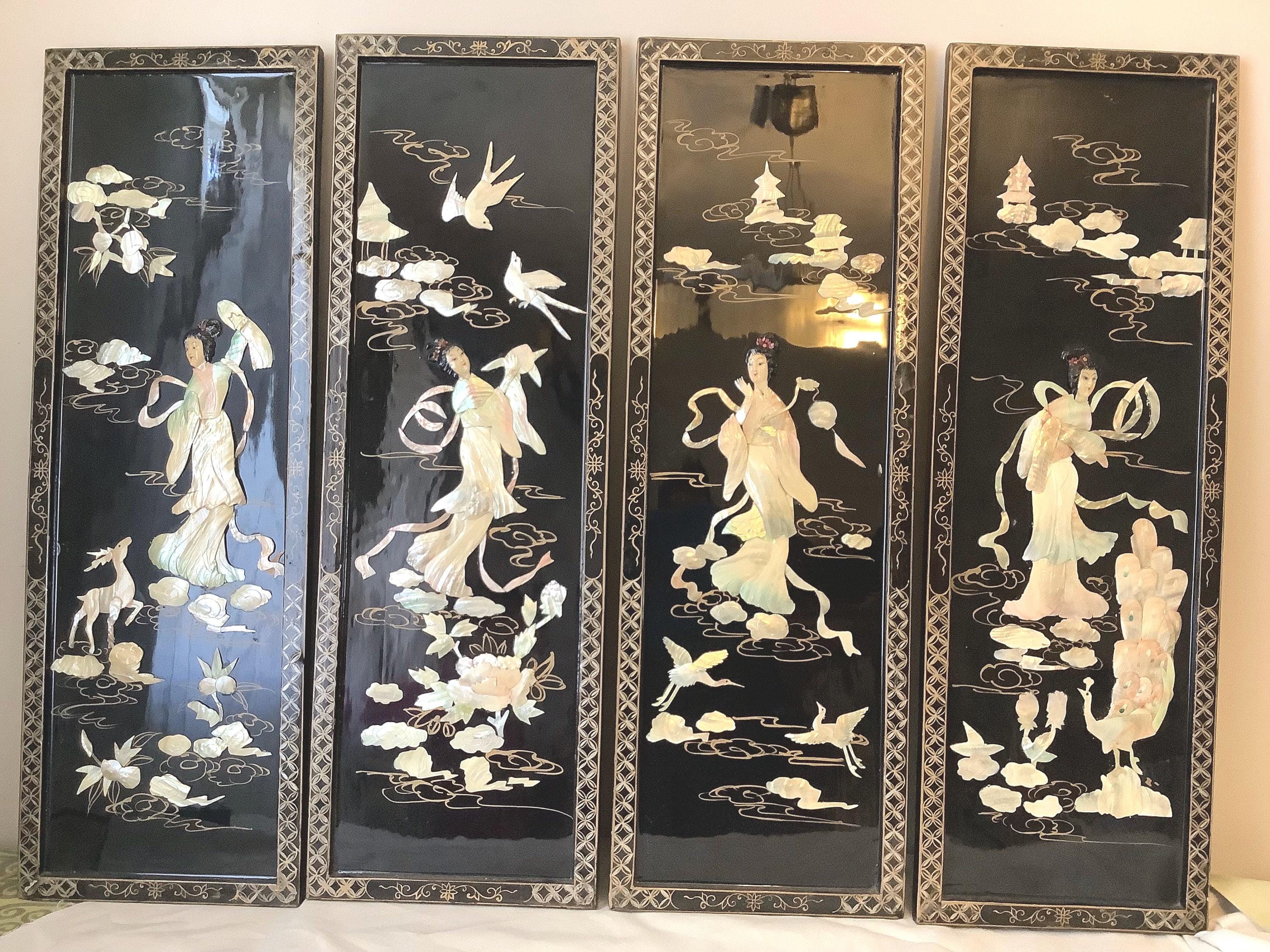 超歓迎 Set Panels Wall Lacquer of Panels Pearl of Mother Vintage 4, マジック：ザ・ギャザリング