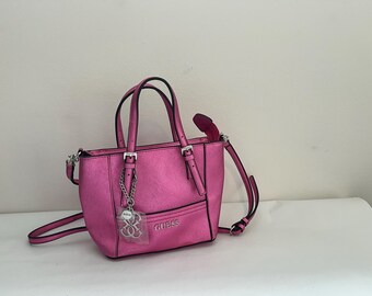 Vintage Letter Print Bag by GUESS, Women's Handbag, Barbie Pink - Main Image