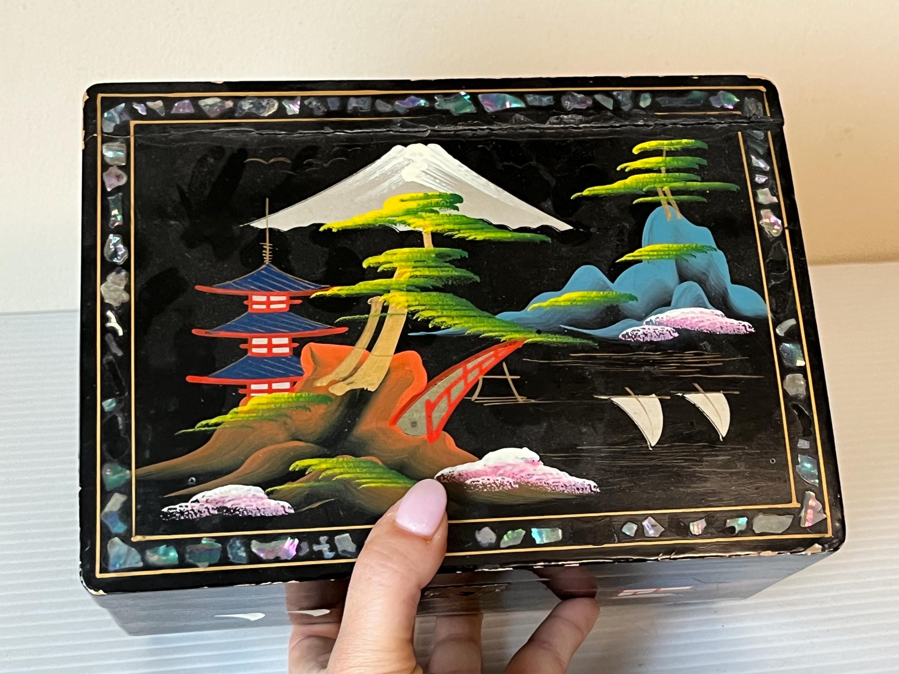 Japanese Style Lacquer Music Jewelry Box, Traditional Jewelry Box, Keepsake Box, Mother's Day Gift, Women