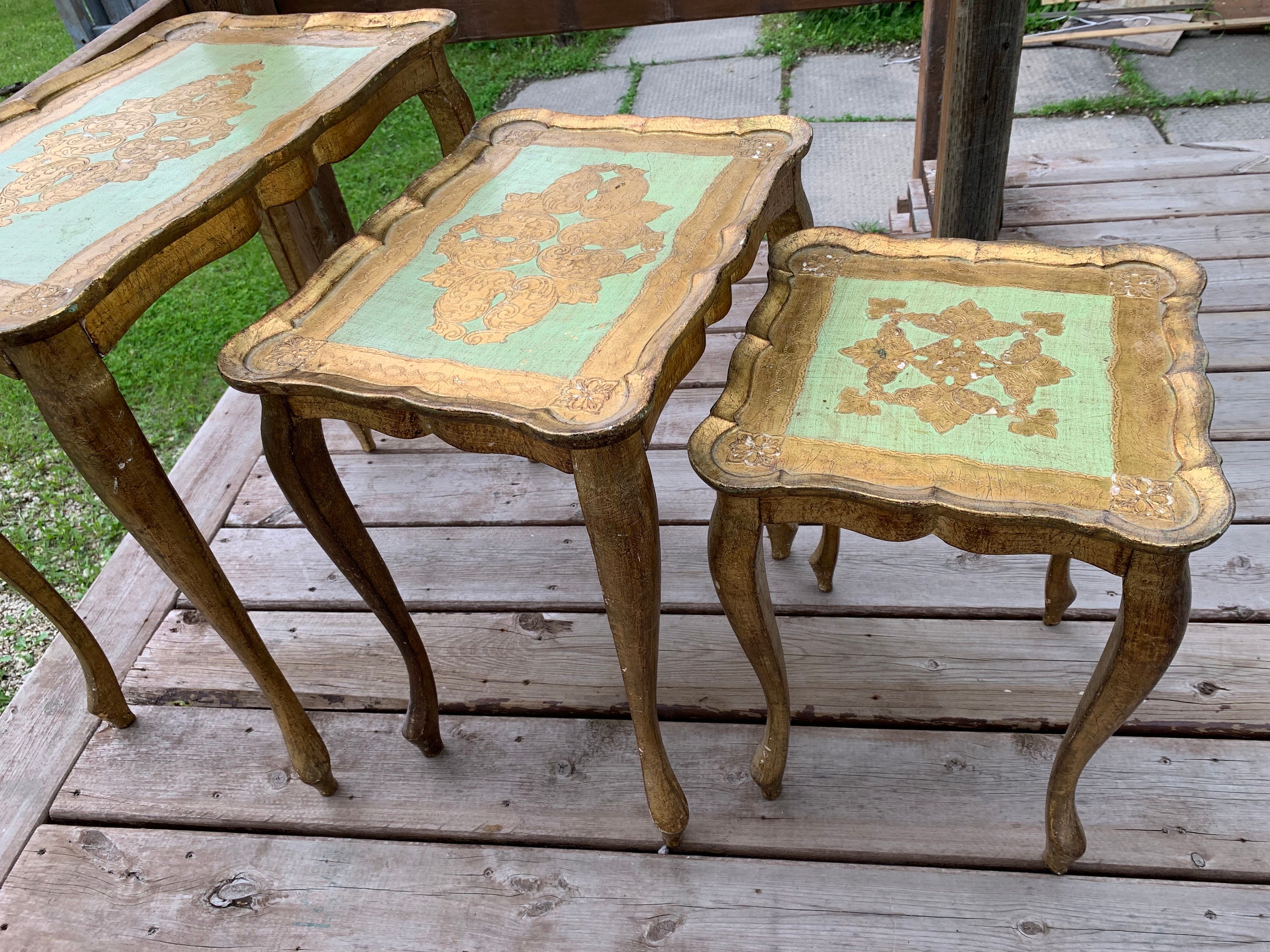 ITALYヴィンテージflorentineフローレンタイン家具ネストテーブル難有