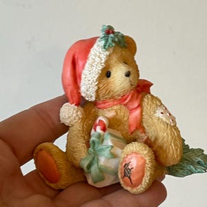 Vintage Denise Cherished Teddies Christmas Figurine, Holiday Gift, Collectible Teddy Bear Figurine