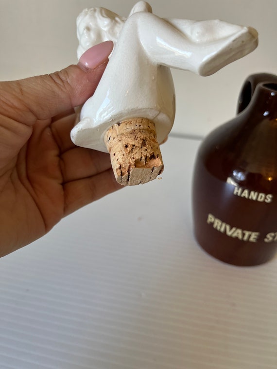 Retro Brown Jug Naked Woman Cork Liquor Bottle, Vintage 1950s