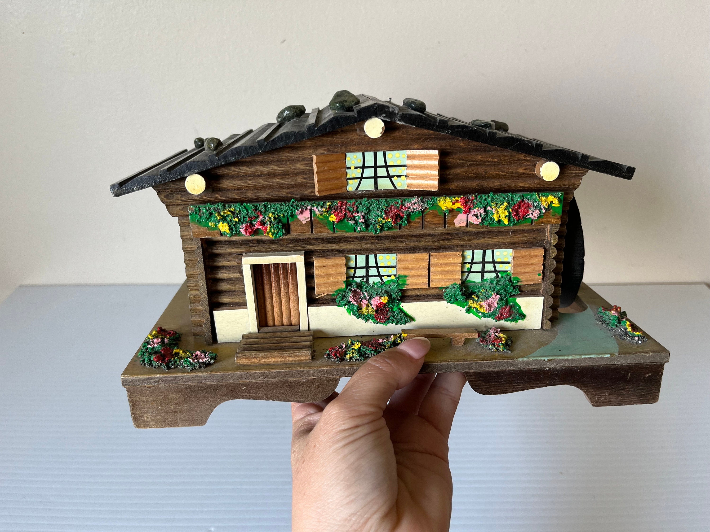 Vintage Swiss Chalet Music Box, Water Mill Cottage Jewelry Storage