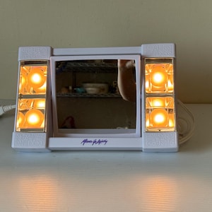Lighted Makeup Mirror, Retro Inspired Vanity Mirror, Illuminated Beauty Mirror, Vintage Makeup Mirror, Gift for Her