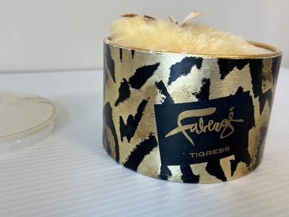 1970s Faberge Tigress Vintage Dusting Powder, Bath Powder, Animal
