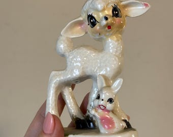 Ceramic Bunny and Lamb, Vintage Collectible Figurines, Home Decor