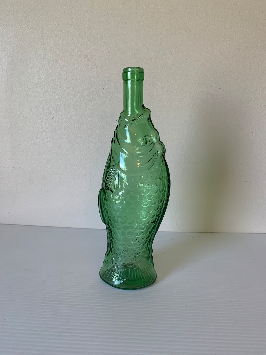 1960's Vintage Italian Green Glass Fish Wine Bottle - Etsy Australia
