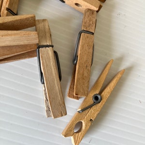 20 Old Fashioned Wooden Clothespin Set, Rustic Laundry Clips, Vintage ...